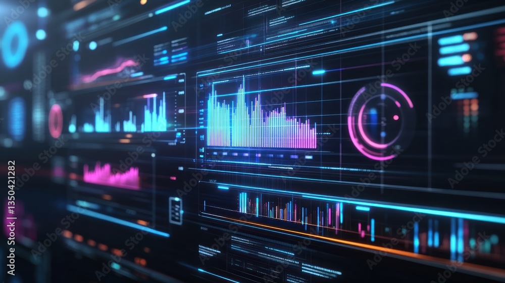Poster a holographic display of ai-driven business analytics
