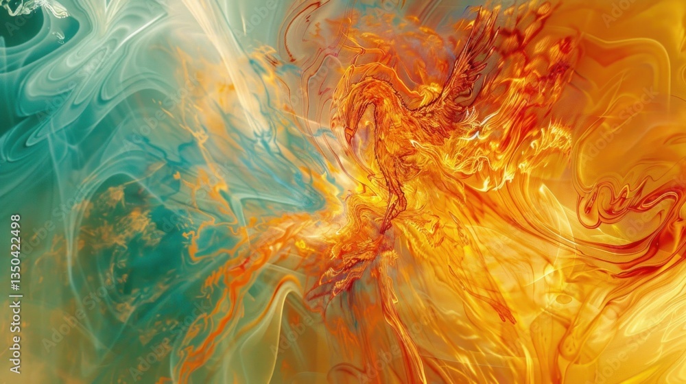 Aufkleber a digitally generated image symbolizing resilience with a phoenix rising from flames.
