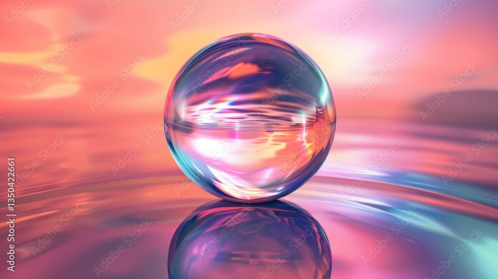 Aufkleber a digitally generated image of a transparent sphere with reflections.