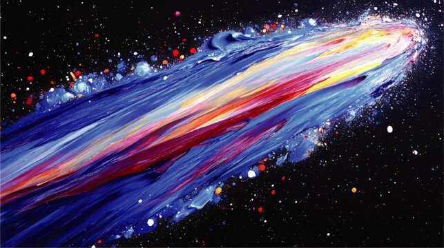 Dynamic Cosmic Comet Streak Artwork: Vibrant Colors and Abstract Space Design in Vector Style for Space Enthusiasts and Art Lovers Seeking Unique Visuals
