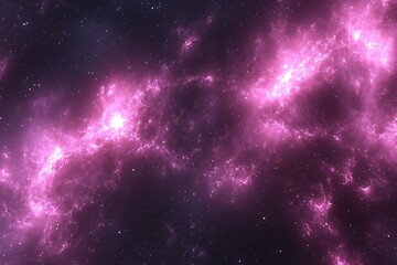 Obraz premium Vibrant pink cosmic nebula with stars in deep space background