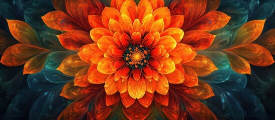 Breathtaking Vibrant Orange Dahlia Flower Bursting with Radiant Petals and Vibrant Colors  Detailed close up view of a stunning dahlia blossom with intricate petal patterns and a rich