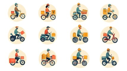 Obraz premium Professional Delivery Men in Face Masks Holding Delivery Packages