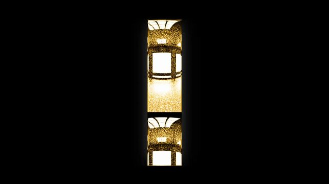 I letter golden glitters glow shine animation video