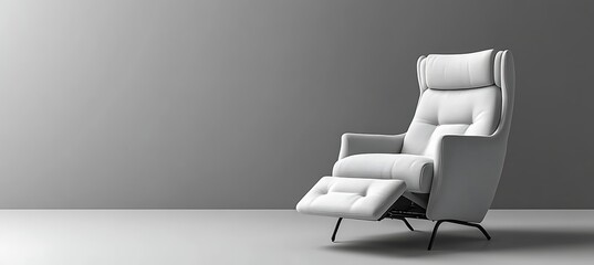 A Cozy Recliner Chair On The Left, With Ample Space On The Right For Text, All Set Against A Minimal Grey Background.