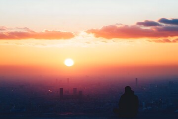 Sunset Cityscape Silhouette Meditation.
