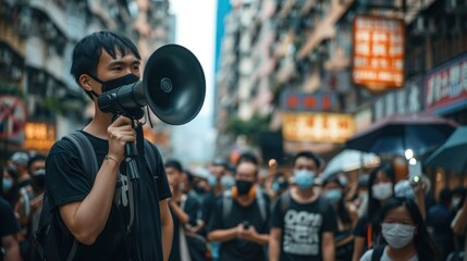 A journalist reporting the news in support of free press.