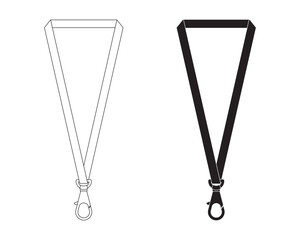 webbing lanyard strap icon set