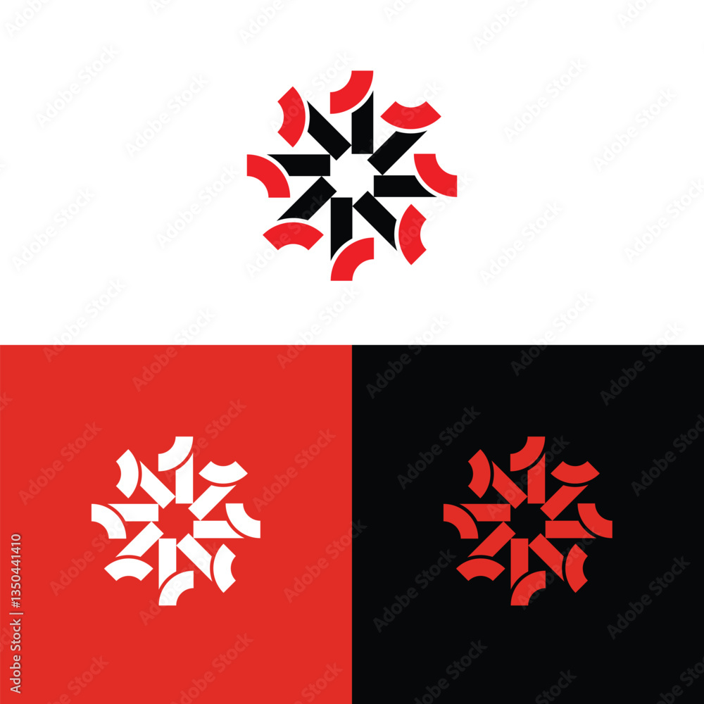 Poster abstract geometric pattern design with circular shape in red and black