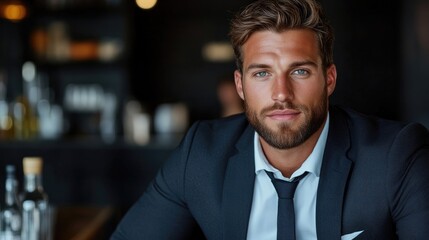 Confident businessman in dark suit