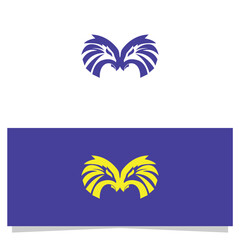 Stylized Owl Face Logos in Blue and Yellow for Brand Identity