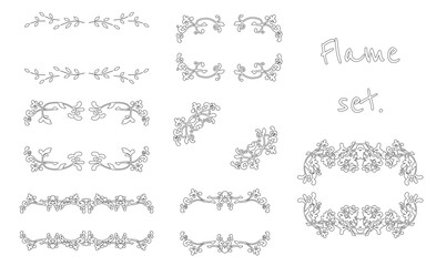 黒縁の白色手描き装飾枠セット。