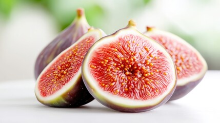 Fresh fig slices, vibrant red flesh