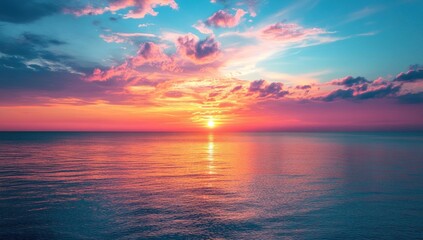 Obraz premium Colorful sunset over calm ocean