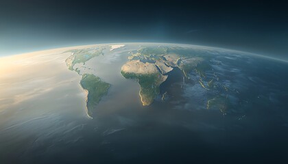 Fototapeta premium Sunrise Over Earth: Global Perspective.