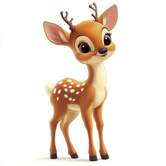 Obraz premium cheerful cartoon deer fawn with tiny white spots and friendly expression