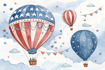 hot air balloon with balloons