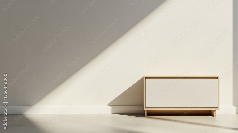 Poster a stylish contemporary bedside drawer placed on the right with copy space on the left and a plain li
