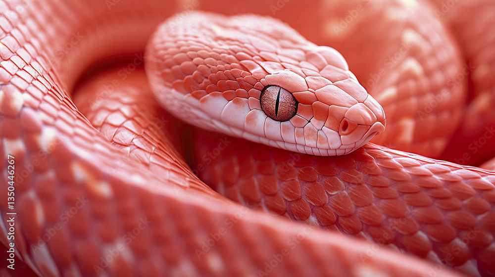 Poster coiled red snake with raised head and alert expression