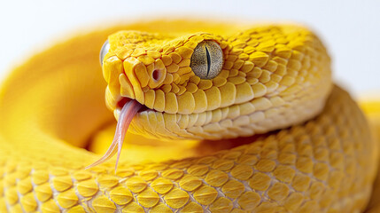 Obraz premium coiled yellow viper with its patterned scales glistening