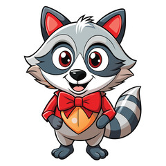 Obraz premium Cute cartoon raccoon wearing a bowtie