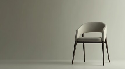 A Modern Dining Chair Positioned on the Right Side with Space Left for Branding and a Soft Grey Background for Simplicity.