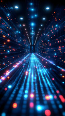 Digital Tunnel Glowing Lines Futuristic Abstract Background