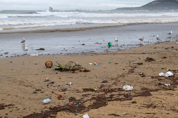 Obraz premium Strand von Agadir nach einem Sturm, Marokko