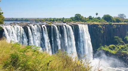Victoria Falls Zambia Africa cascading water nature landscape