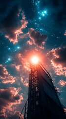 Skyscraper Sunset for Starry Night, Urban Dream.