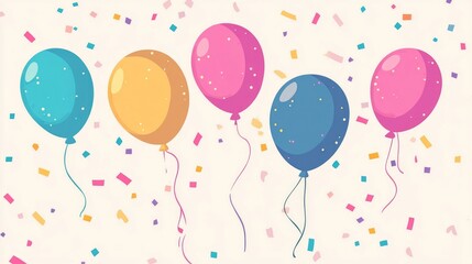 Happy Birthday balloon background in flat style