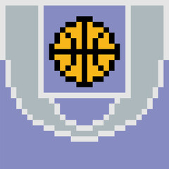 Basketball on basketball court with pixel art