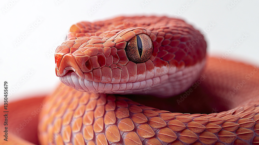 Poster fierce red snake with intricate scale pattern stares ahead