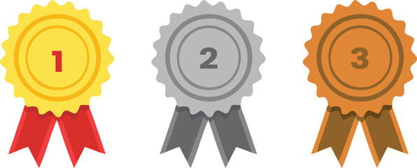 Award Ribbons with Gold, Silver, and Bronze Medals – 1st, 2nd, and 3rd Place Recognition