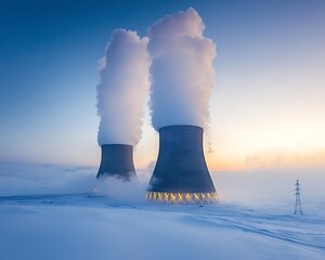Arctic Power Plant Winter Dawn.