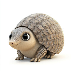 Fototapeta premium Cute cartoon armadillo with textured shell and big eyes