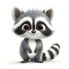 Obraz premium joyful cartoon raccoon with mischievous grin and fluffy fur