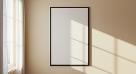 Frame mockup, ISO A paper size. Bedroom wall poster mockup. Interior mockup with house background. Modern interior design. 3D render 