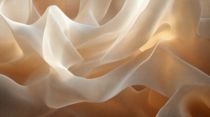 Fototapeta premium Soft, flowing fabric waves in warm tones creating an abstract background with gentle light play