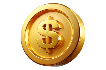 A single gold coin with a dollar sign symbol transparent background
