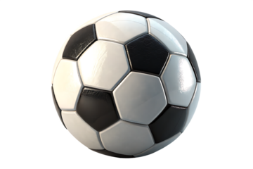 Isolated soccer ball with alternating white and shaded patches transparent background