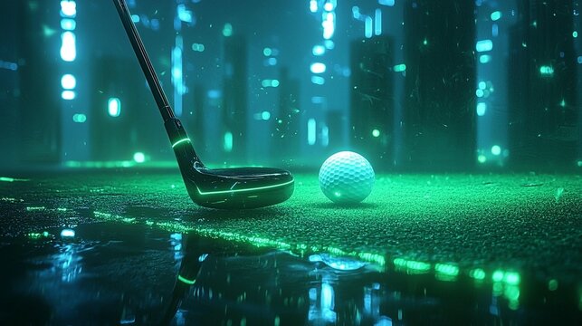 Futuristic Golf Scene Cityscape