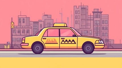 Modern Line Design Style Taxi Mobile App Banner for Professional Usage
