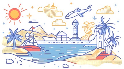 Professional Travel and Vacation Line Design Banners for Marketing Campaigns