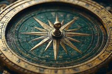 Obraz premium Antique Compass Center Detail