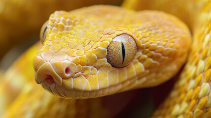 Fototapeta premium Close up of vibrant yellow snake with textured scales