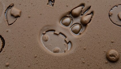 Realistic Muddy Paw Print High-Detail Texture Image