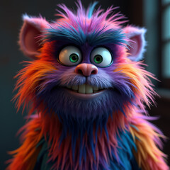 Fototapeta premium The Joyful Face of a Furry Beast with Vibrant Pinkish-Gray Fur