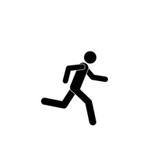 a man is running, a pictograph, a silhouette of a running man. healthy lifestyle, flat illustration on a white background