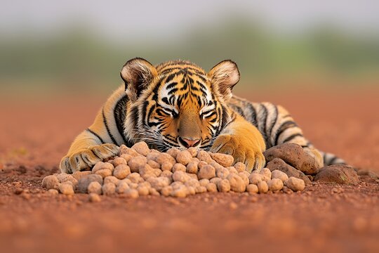 Cub Tiger Resting for Indian Habitat. - Powered by Adobe